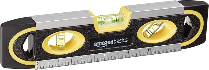 Amazon Basics 9-Inch Magnetic Torpedo Level and Ruler, 180/90/45-Degree Bubbles | Amazon (US)