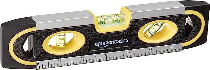 Amazon Basics 9-Inch Magnetic Torpedo Level and Ruler, 180/90/45-Degree Bubbles | Amazon (US)