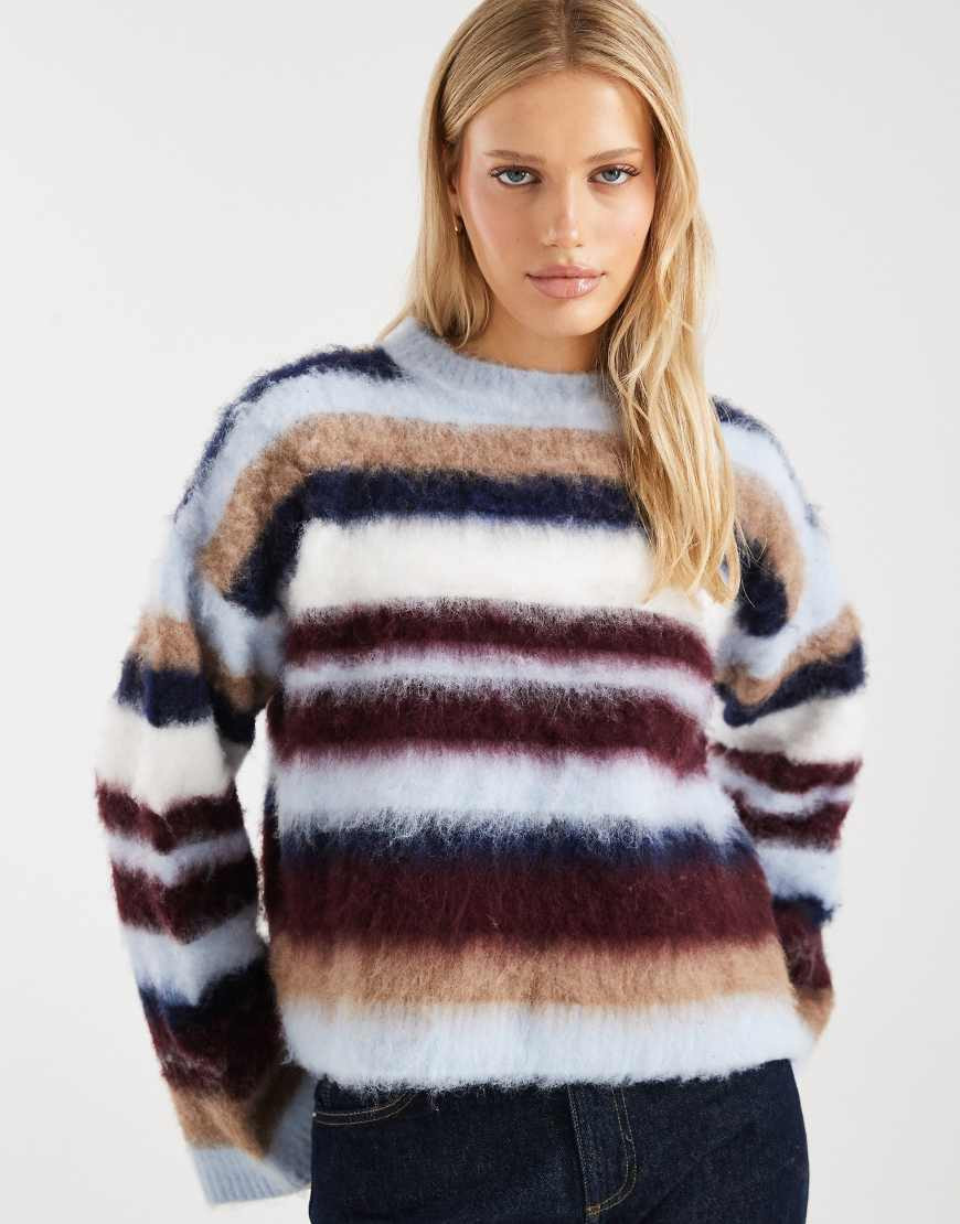 ASOS DESIGN knit oversized sweater in blurred stripes-Multi | ASOS (Global)