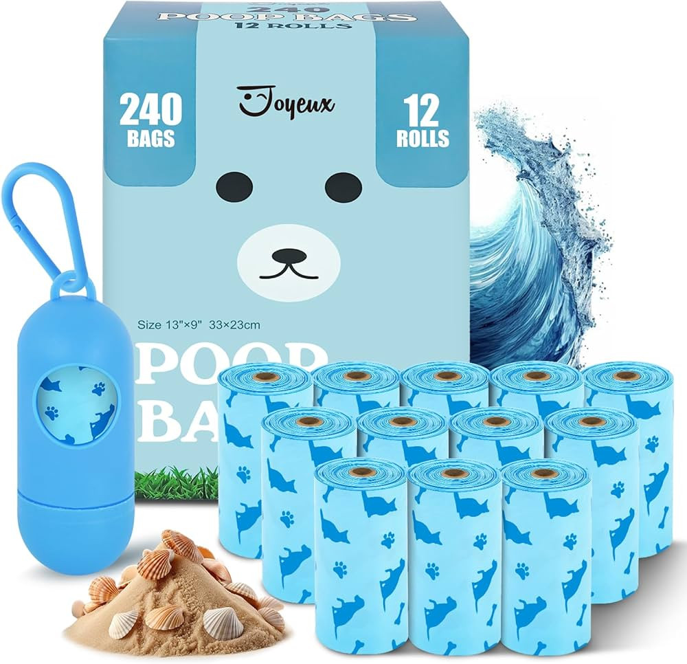 Joyeux 240 Count Ocean Scent Dog Poop Bags Rolls,with Dispenser,Leak-Proof Large Doggie,Extra Thi... | Amazon (US)