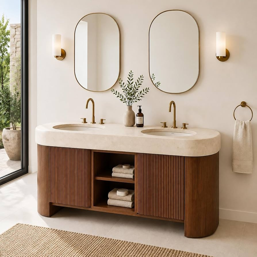 52 IN Freestanding Double Bathroom Vanity with Dual Sinks & Stone Top | Amazon (US)