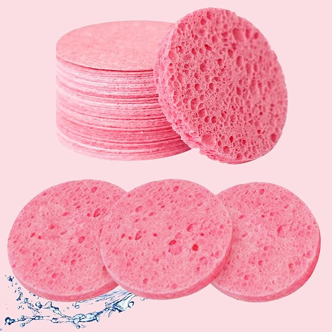 50 Count Compressed Facial Sponges, Pink Cellulose Natural Cosmetic Spa Sponges for Facial Cleans... | Amazon (US)