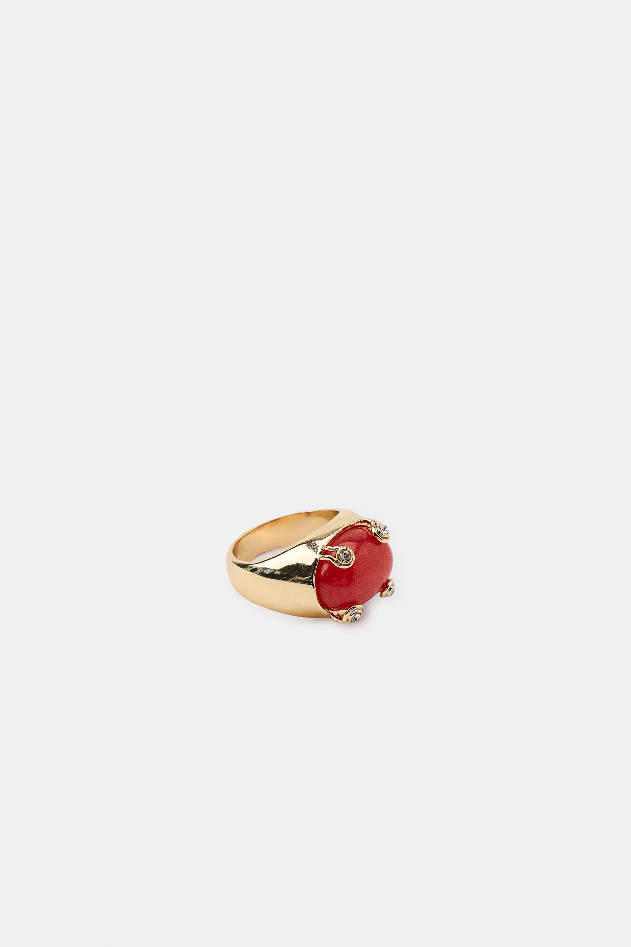 METAL STONE RING | Zara AU