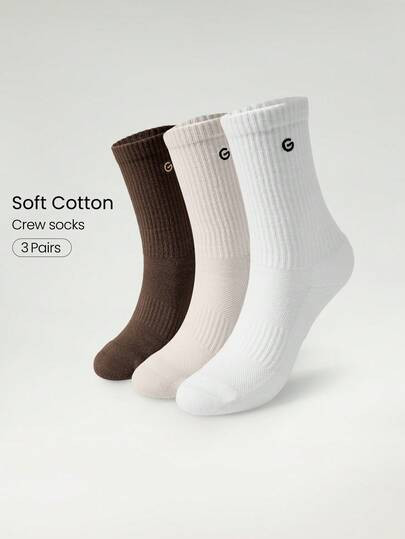 GLOWMODE 3 pares de calcetines de algodón suaves y ventilados con malla y logo bordado para entr... | SHEIN