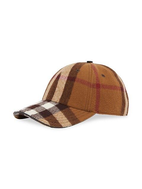 Lambskin Trim Check Wool Baseball Cap | Saks Fifth Avenue