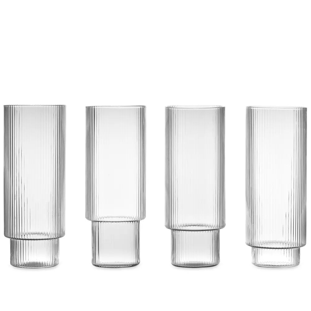 ferm LIVING Ripple Long Drink Glass - Set of 4 | End Clothing (UK & IE)