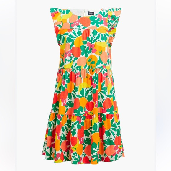 J. Crew Floral Ruffle Sleeve Tiered Mini Dress Size 4 | Poshmark