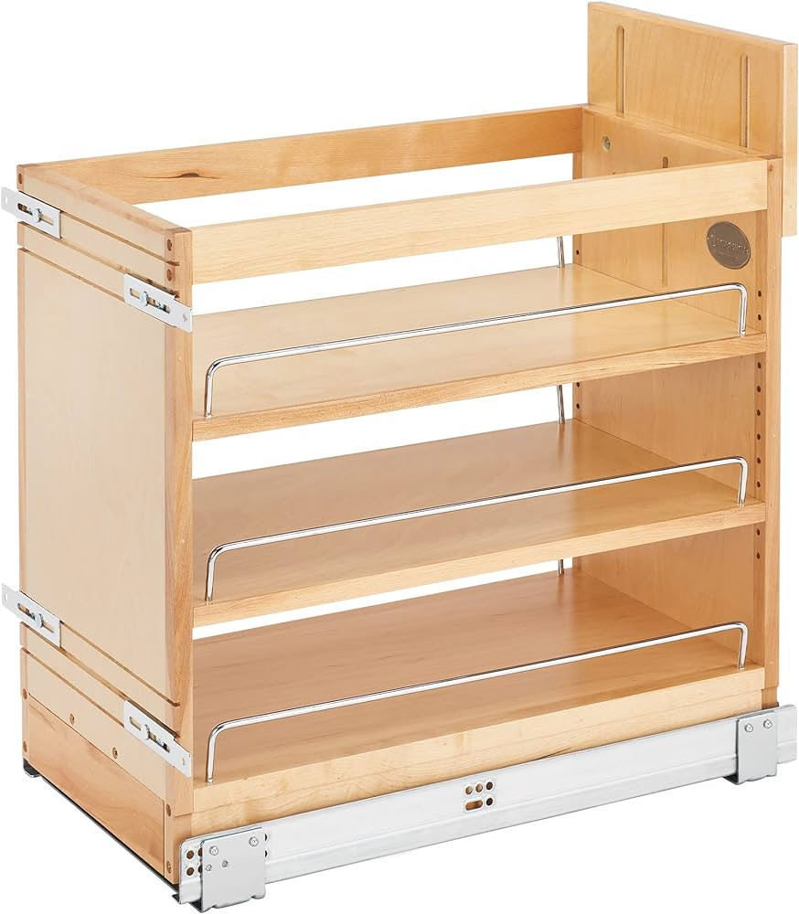 Rev-A-Shelf 11" Pull Out Storage Organizer for Base Kitchen/Bathroom Cabinets, Spice Rack/Pantry ... | Amazon (US)