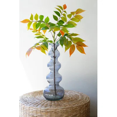 Small Decorative Vase Blue Glass 13.5" H Bubble Style | Wayfair North America