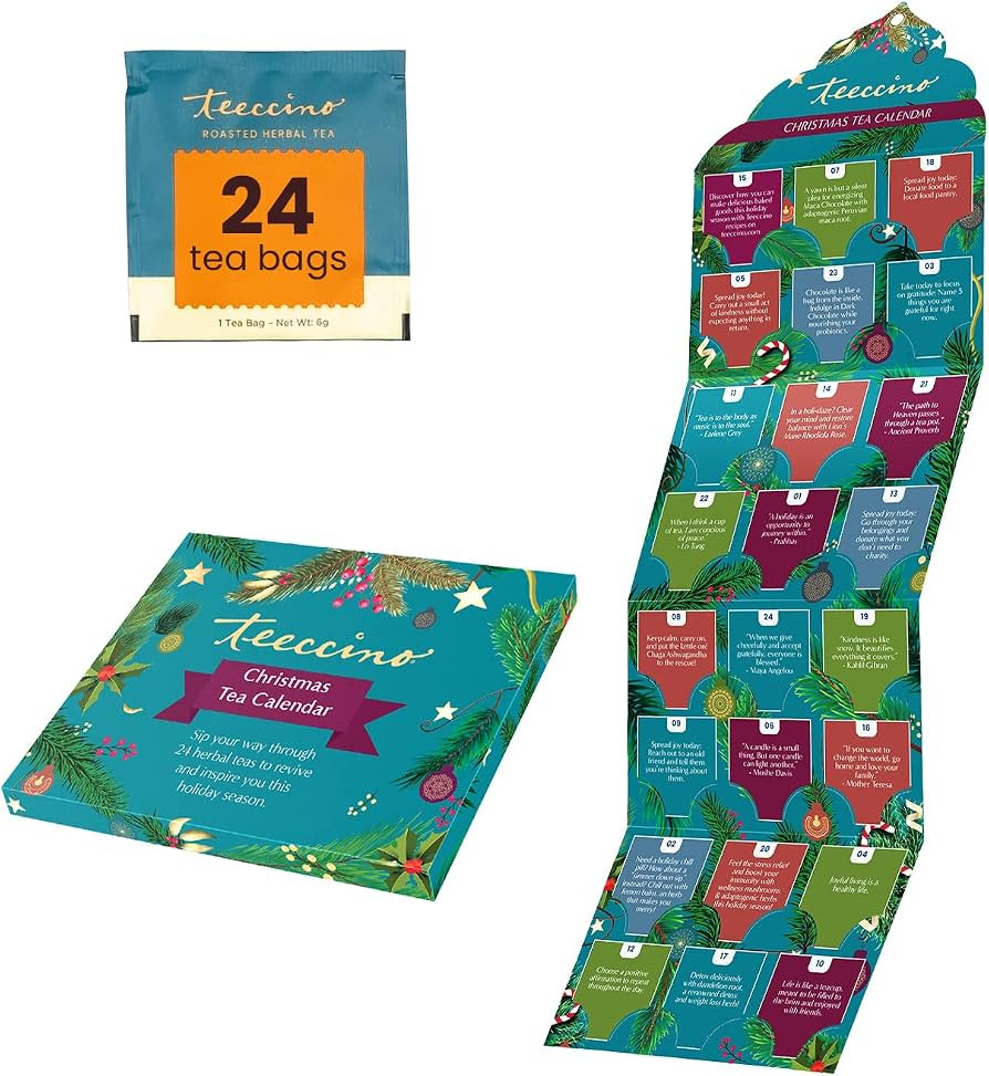 Teeccino Herbal Tea 2024 Christmas Advent Calendar - Best Holiday Gift for Tea Drinkers - 24 Deli... | Amazon (US)