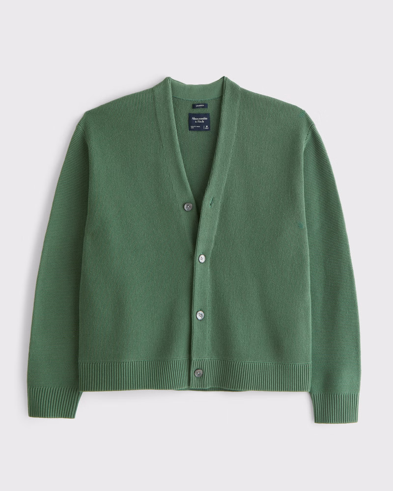 Abercrombie & Fitch Men's Cropped Preppy Cardigan in Green - Size L | Abercrombie & Fitch (US)