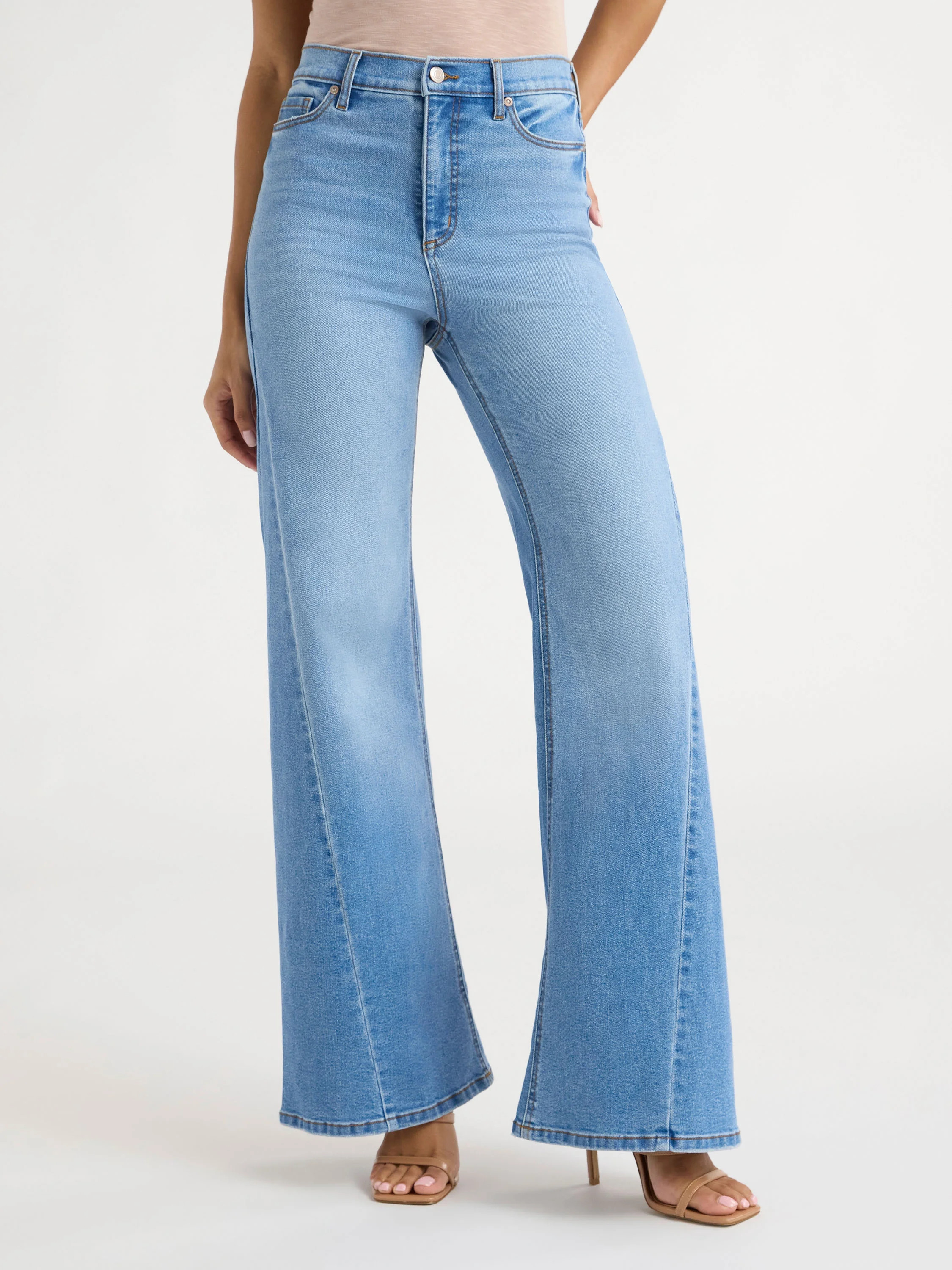 Sofia Jeans Women's Margot Wide Tri Inset High Rise Jeans, 30.5" Short Inseam, Sizes 2S-18S | Walmart (US)