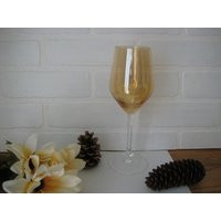 Vintage Yellow Gold Crystal Tall Wine Glass, Clear Stem & Base, 9 1/2 X 3 Inches | Etsy (US)