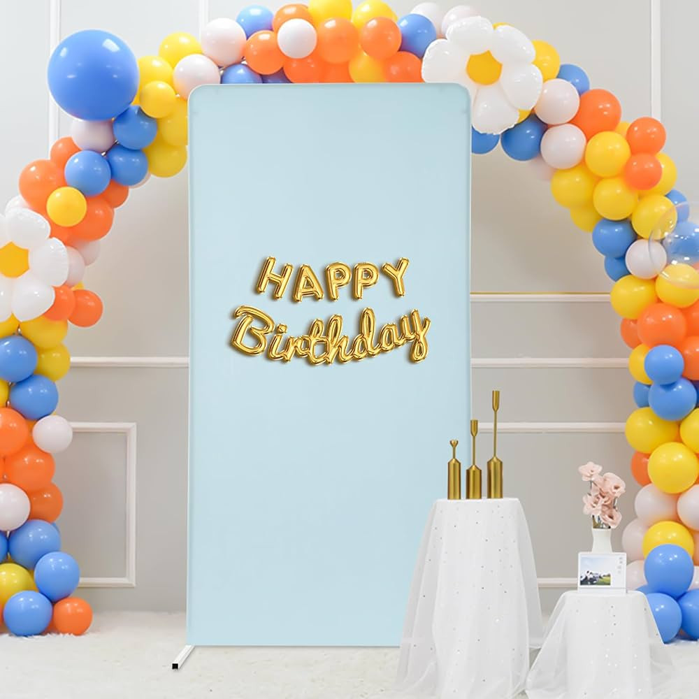 Metal Arch Stand and Cover Set, 3.3FT x 6.6FT Square White Backdrop Stand with Wedding Arch Cover... | Amazon (US)