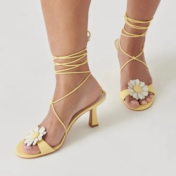 For Love & Lemons x Dolce Vita Daizy Yellow Floral Wrap Heels 9.5 | Poshmark