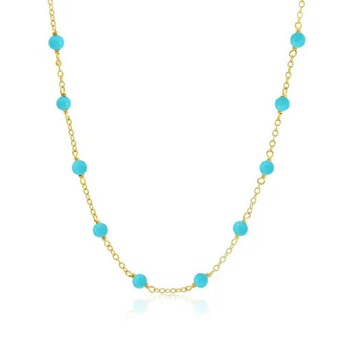 The Lovery Fine Jewelry Turquoise Bead Chain Necklace at Nordstrom, Size 17 | Nordstrom