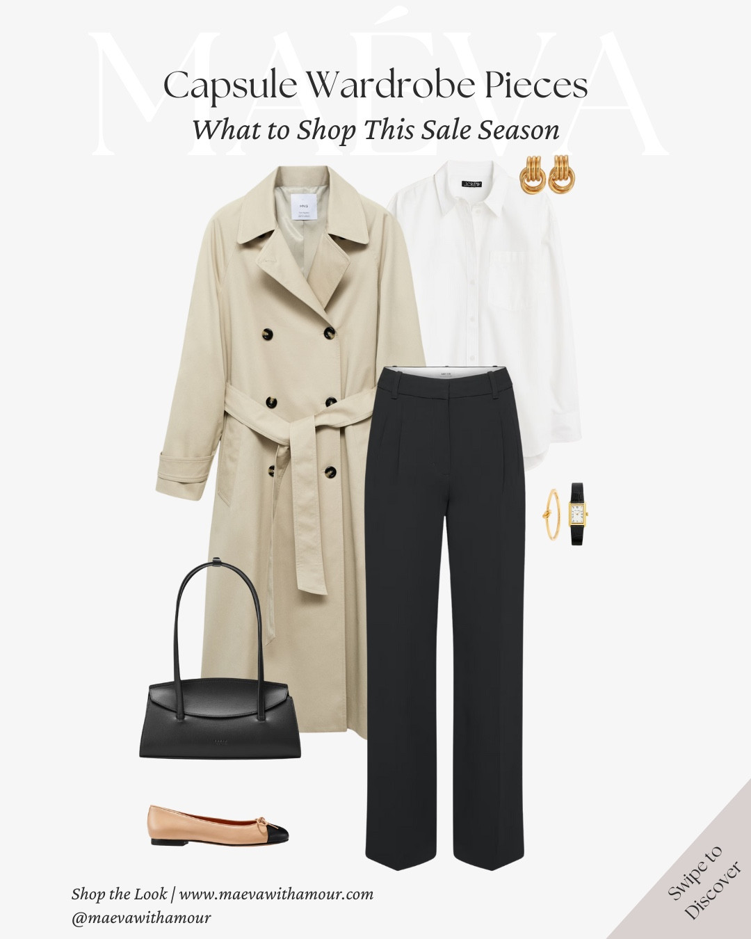 Capsule Wardrobe Pieces: What to Shop This Sale Season 🤍
 A curated look at the classics that anchor a timeless wardrobe ✨ These are the pieces that keep everything feeling polished, versatile, and effortless! Sale season is the perfect moment to notice any gaps and invest in the essentials you’ll reach for year after year! 

✔️ Tailored Trousers The foundation of everyday dressing, easy to style with knits, tees, and crisp shirts
✔️ Everyday Denim Classic washes and clean lines that blend seamlessly into any capsule
✔️ Tops and Layers White tees, crisp shirts, and simple knits that build the base of every look
✔️ Wool Coats Timeless silhouettes that instantly elevate an outfit
✔️ Shoes for Everyday Boots, flats, and loafers that take you from weekdays to weekends with ease
✔️ Structured Bags Minimal shapes that pair effortlessly with your entire wardrobe
✔️ Jewelry and Accessories Small details that bring quiet polish to any outfit

Note: I’ve linked what I could here, for the full guide and more options please check out ShopMy & maevawithamour.com

🤍 Love this guide? Comment SHOP to receive the links directly, or head to the link in bio to explore the full breakdown and shop the edit!

✨ Discover the complete article on maevawithamour.com featuring my go-tos, intentional shopping tips and capsule essentials that work any time of year!

With Amour, M.

#LTKHoliday #LTKootd #LTKCyberWeek