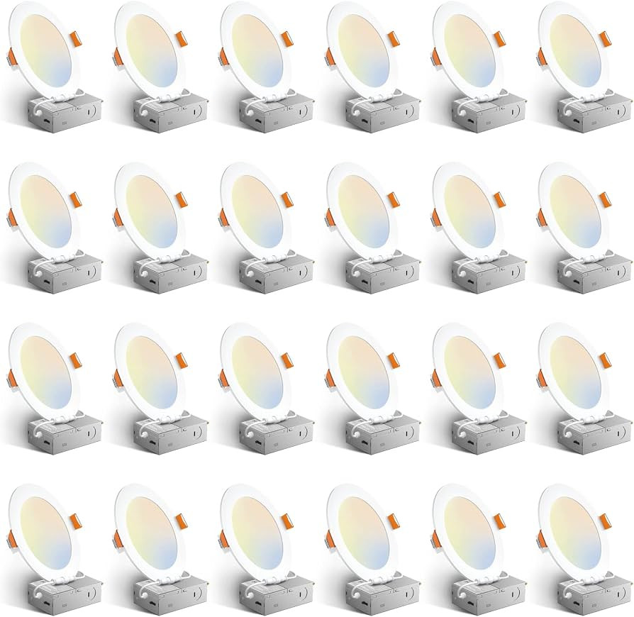 Amico 24 Pack 6 Inch LED Recessed Light with Junction Box, 5CCT, 1050LM | Amazon (US)