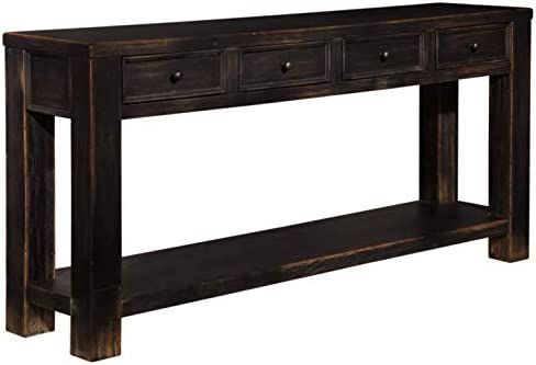 Signature Design by Ashley Gavelston Rustic Sofa Table with 4 Drawers and Lower Shelf, Black with... | Amazon (US)