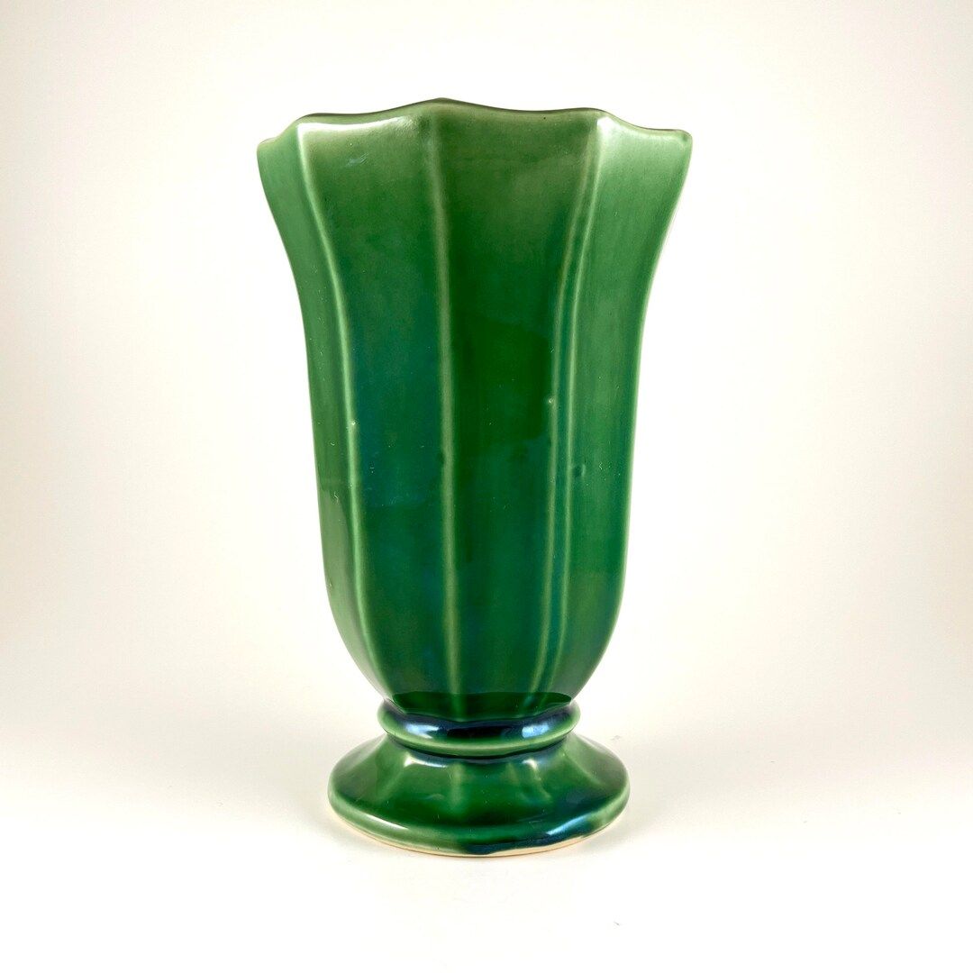Mccoy Glossy Green Panel Vase 706 - Etsy | Etsy (US)