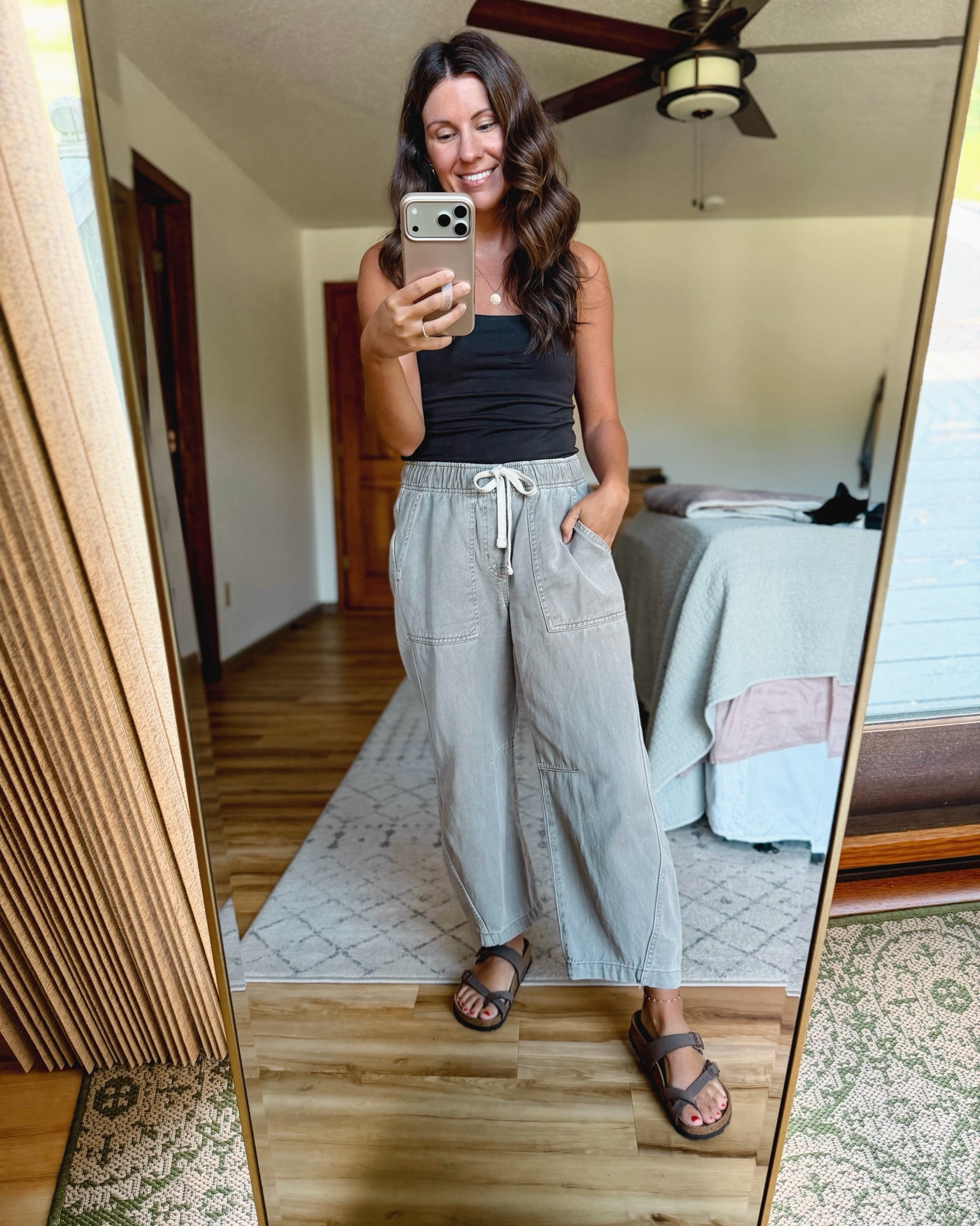 small in my tank, xs in my denim shirt, xs short/petite in my barrel pants (frosty morning color) and 36 in my birks

#LTKPetite #LTKSeasonal #LTKmomlife