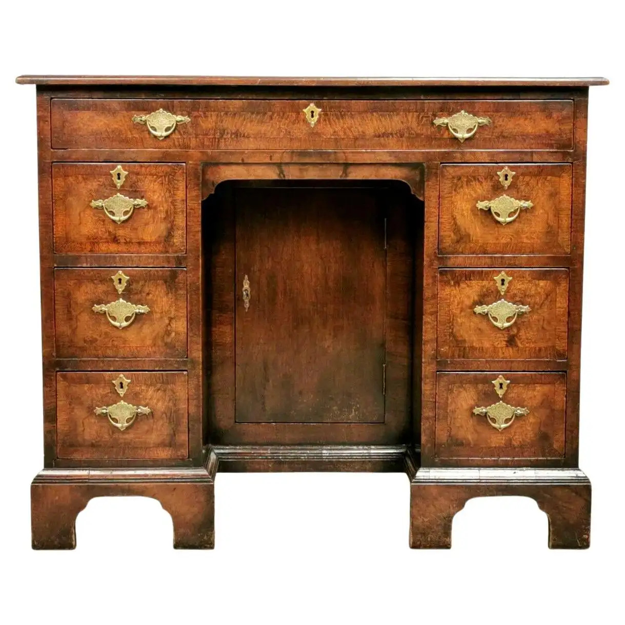 19th Century Walnut Chippendale Georgian I/II Style Kneehole Writing Desk | 1stDibs