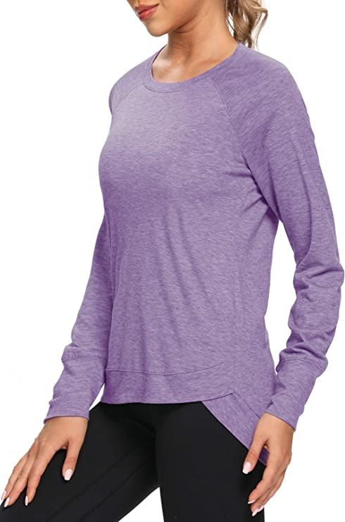 OJONIK Long Sleeve Workout Shirts for Women Crew Neck Basic Tee Tops | Amazon (US)