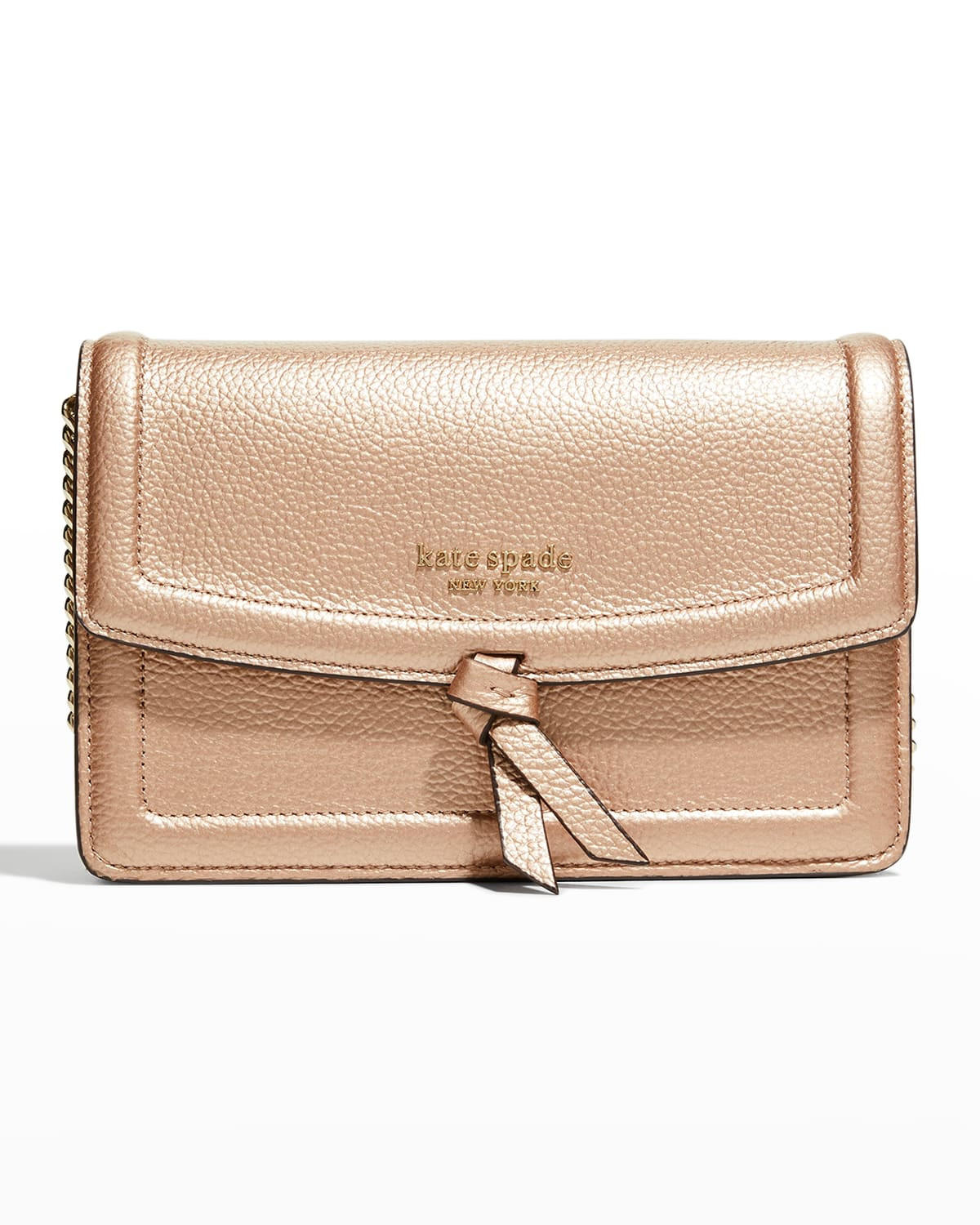 knott metallic leather crossbody bag | Neiman Marcus