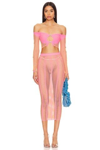 Coolidge Top in Tycoon Pink | Pink Sheer Top Pink Sheer Skirt Set Pink Midi Skirt Outfit Ideas | Revolve Clothing (Global)