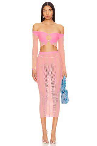 Coolidge Top in Tycoon Pink | Pink Sheer Top Pink Sheer Skirt Set Pink Midi Skirt Outfit Ideas | Revolve Clothing (Global)