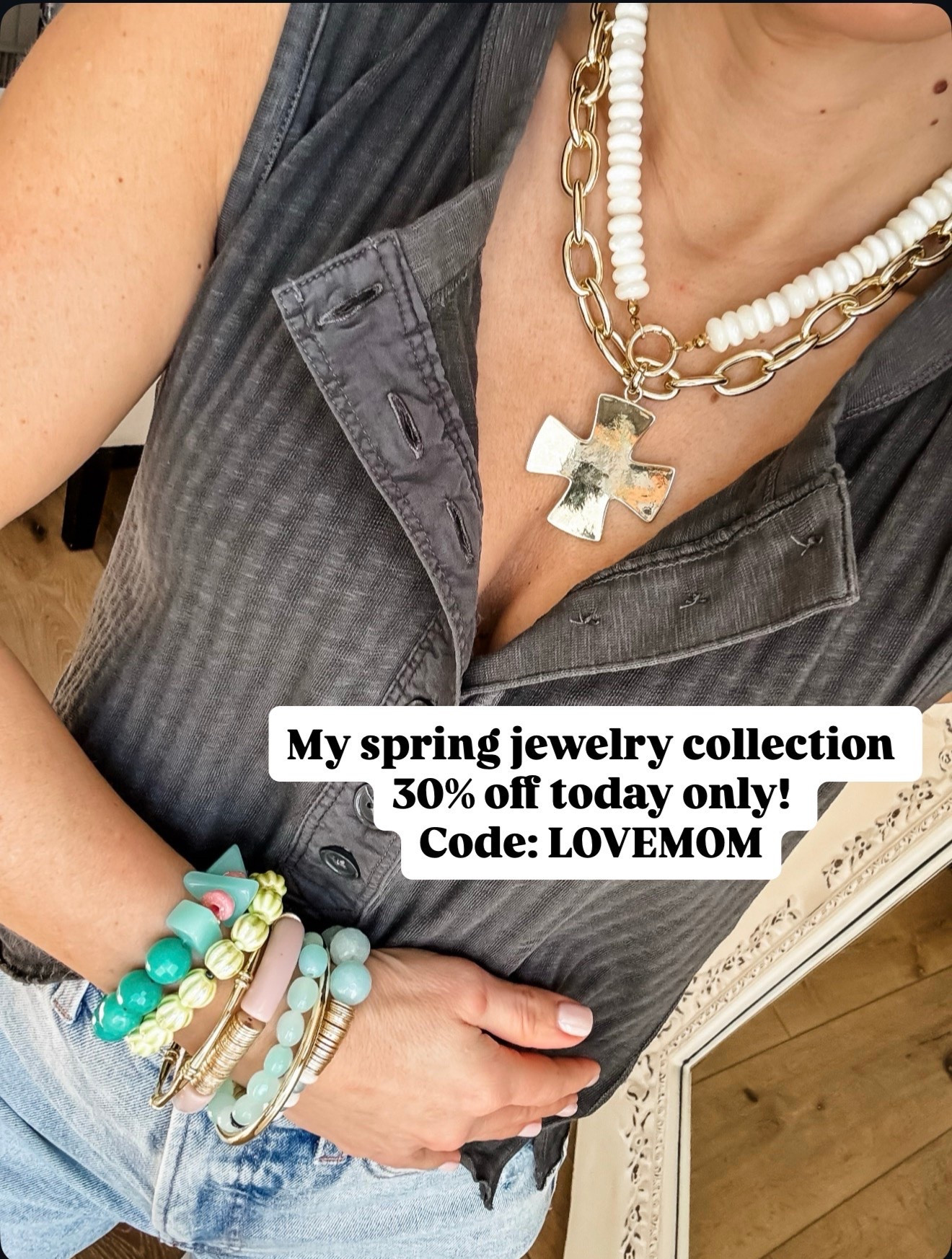 Code LOVEMOM or HOUSEOFLEO20. 
Beaded bracelets, bracelet stack, cross necklace, spring jewelry, Summer jewelry

#LTKMothersDay #LTKOver40 #LTKSaleAlert