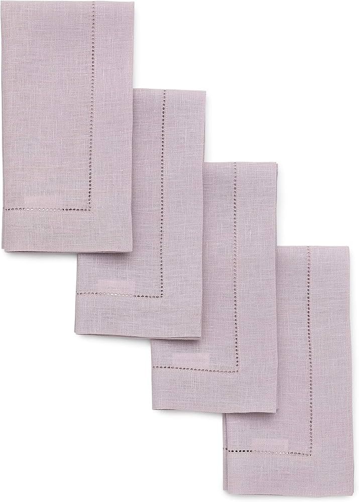 Solino Home Lilac Linen Napkins Set of 4 – 100% Pure Linen Classic Hemstitch Napkins 20 x 20 In... | Amazon (US)