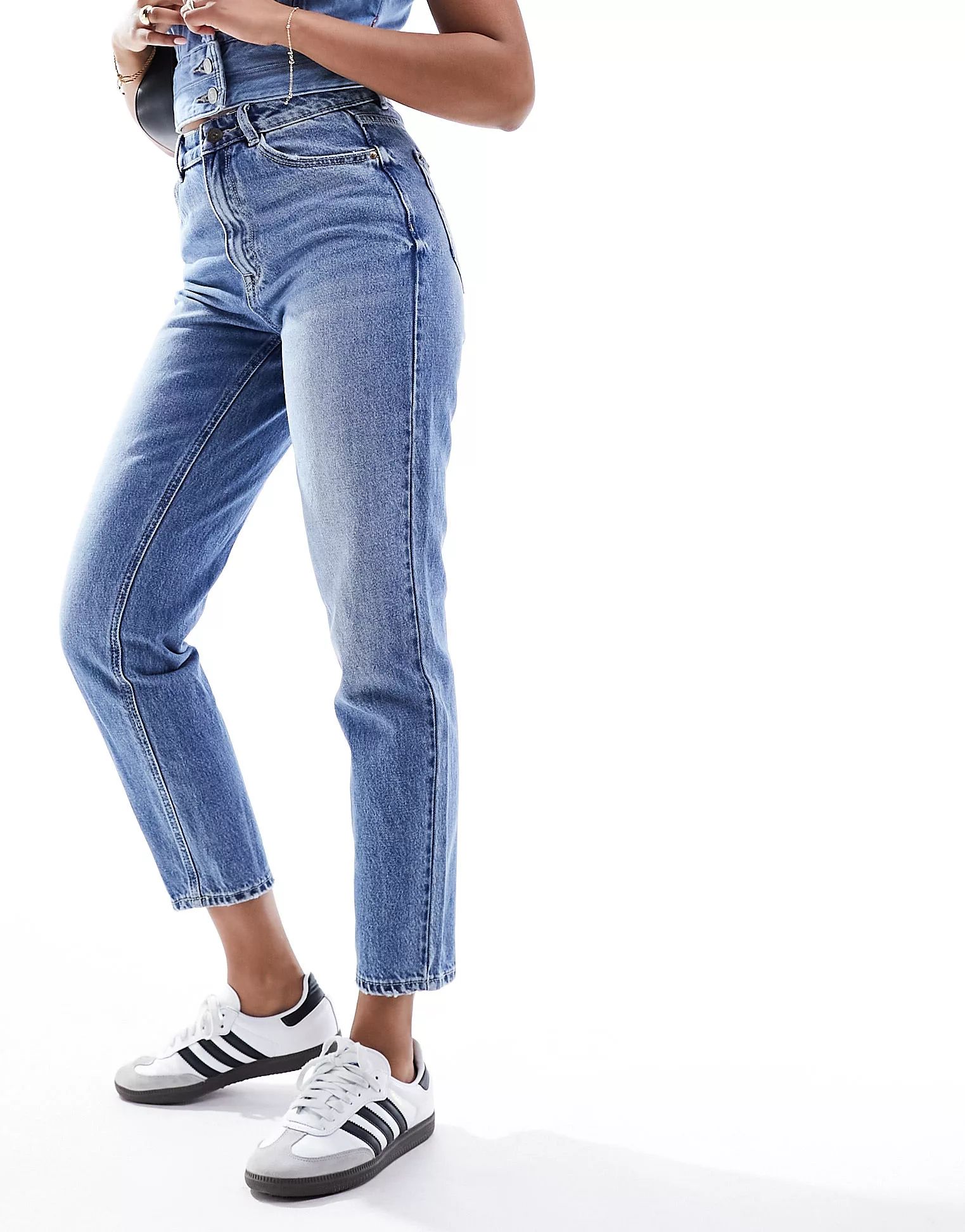 Pimkie high waisted mom jeans in blue wash | ASOS (Global)