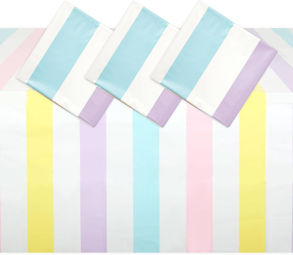 BLUE PANDA Ice Cream Birthday Party Decorations, Plastic Tablecloth (54 x 108 in, 3 Pack) | Amazon (US)