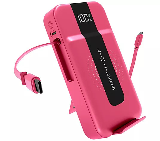 Limitless 15,000mAh & 15W Wireless Charge Power Bank w/AC Plug & Cables - QVC.com | QVC