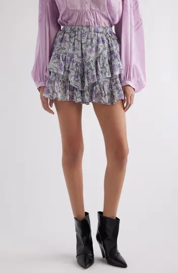 Jocadia Abstract Print Tiered Ruffle Cotton Miniskort | Nordstrom