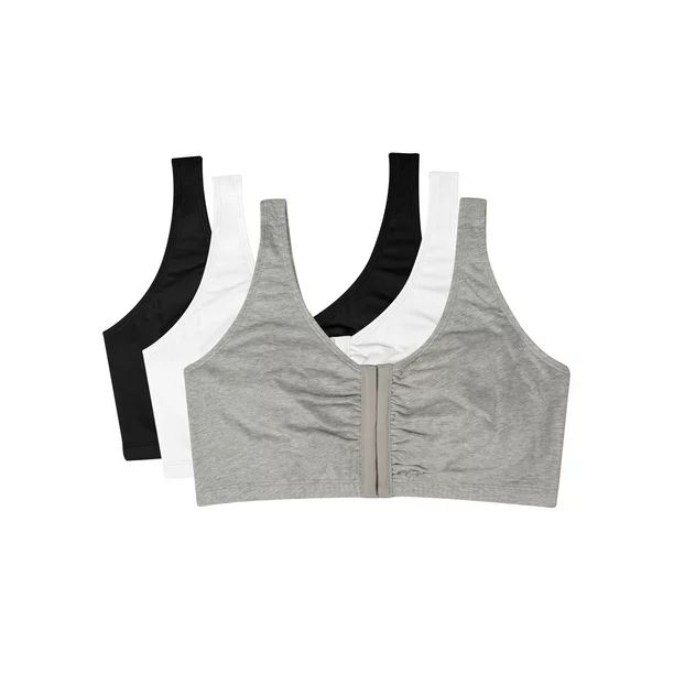 Womens Comfort Front Close Sports Bra, 3 Pack, Style 96014D | Walmart (US)