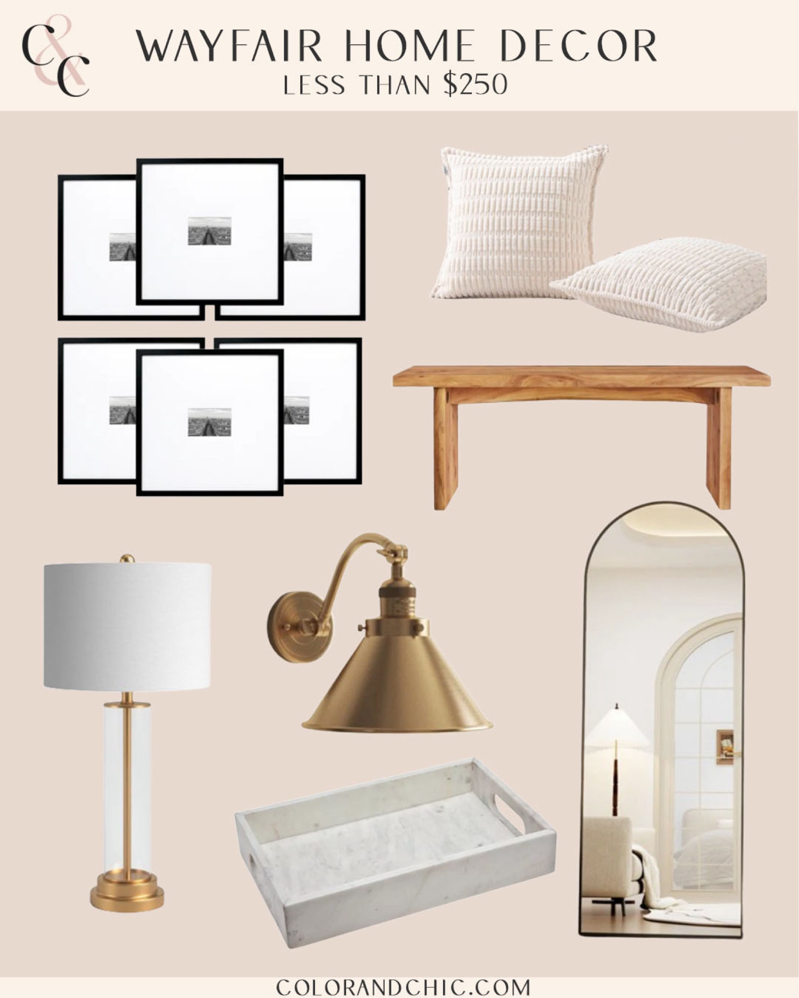 Wayfair home decor, including mirrors, table, lamps, bench, and more for under $250! I love that these pieces are affordable, good quality and looks stunning in the home

#LTKStyleTip #LTKHome