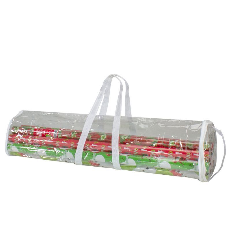 Northlight 30” White and Transparent Christmas Gift Wrap Organizer Bag with Handles | Target