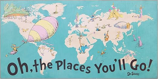 Patton Wall Decor 40x20 Dr. Seuss Colorful Characters Oh The Places You'll Go World Map Stretched... | Amazon (US)