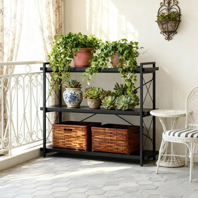 3-Tier Industrial Bookshelf, Rustic Open Bookcase With Metal Frame, Freestanding Storage Shelf For Living Room, Office, And Home Decor | Wayfair North America