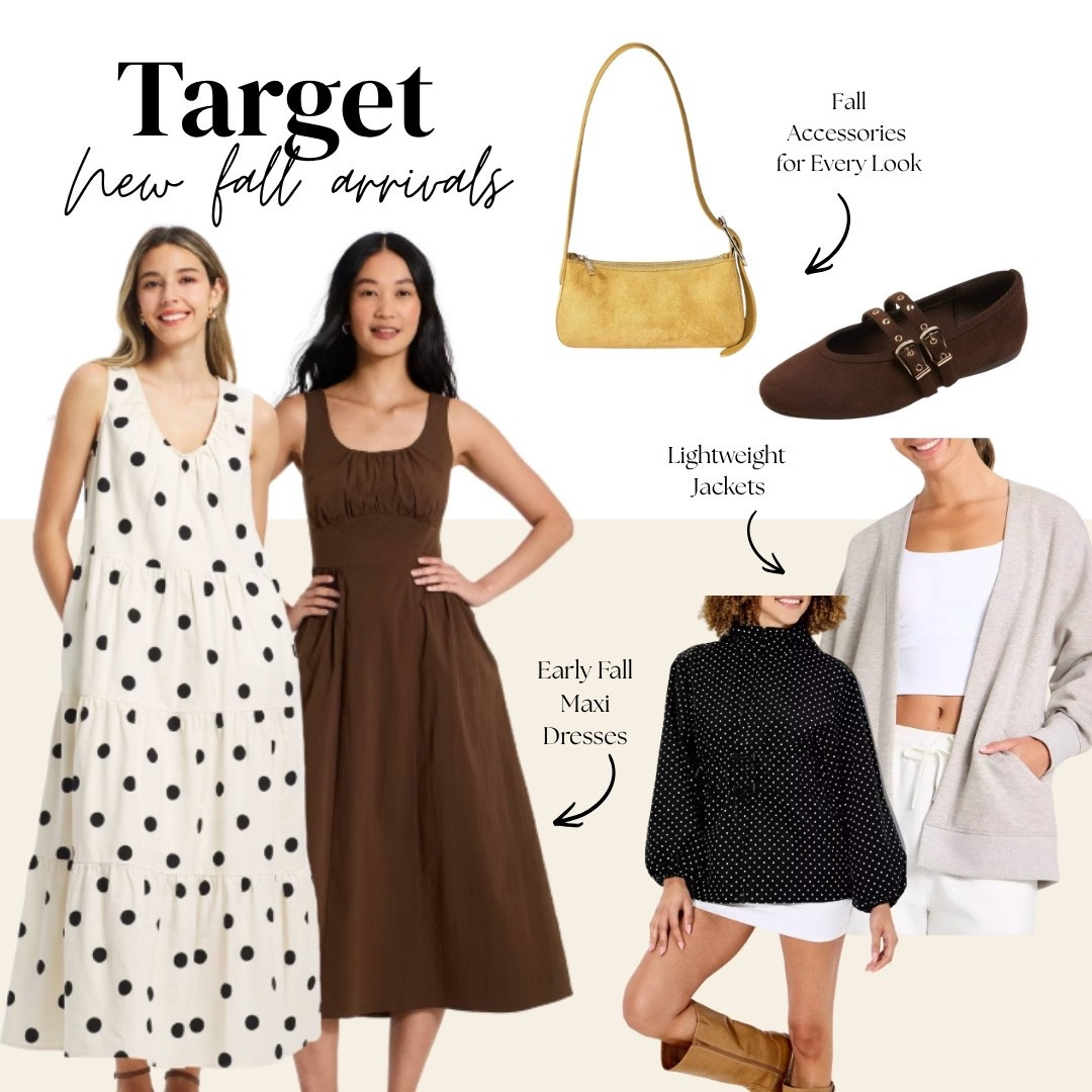 @Target new fall arrivals have such a good early-fall lineup — these tiered maxi dresses in polka dot and brown, a mustard shoulder bag, brown buckle mary janes, a black polka dot popover top, and this heather gray open cardigan

linking everything below

#LTKootd #LTKSeasonal #LTKgrwm