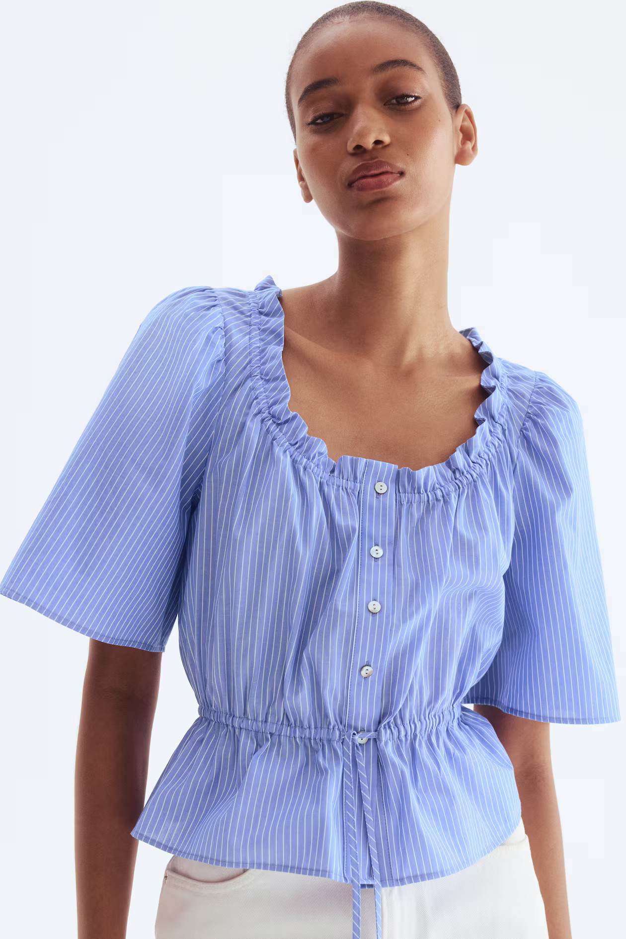Frill-trimmed cotton blouse | H&M (UK, MY, IN, SG, PH, TW, HK)