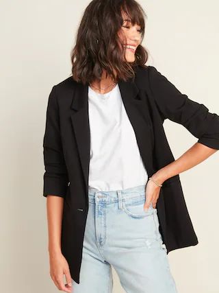 Ponte-Knit Boyfriend Blazer for Women | Old Navy (US)