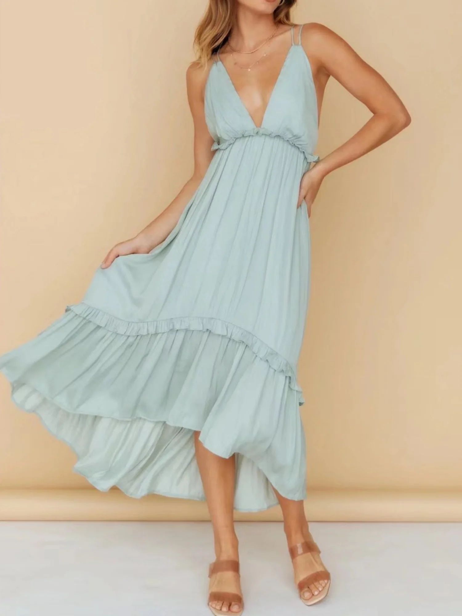 'Jovie' Sexy Deep V-neck Backless Maxi Dress | Goodnight Macaroon