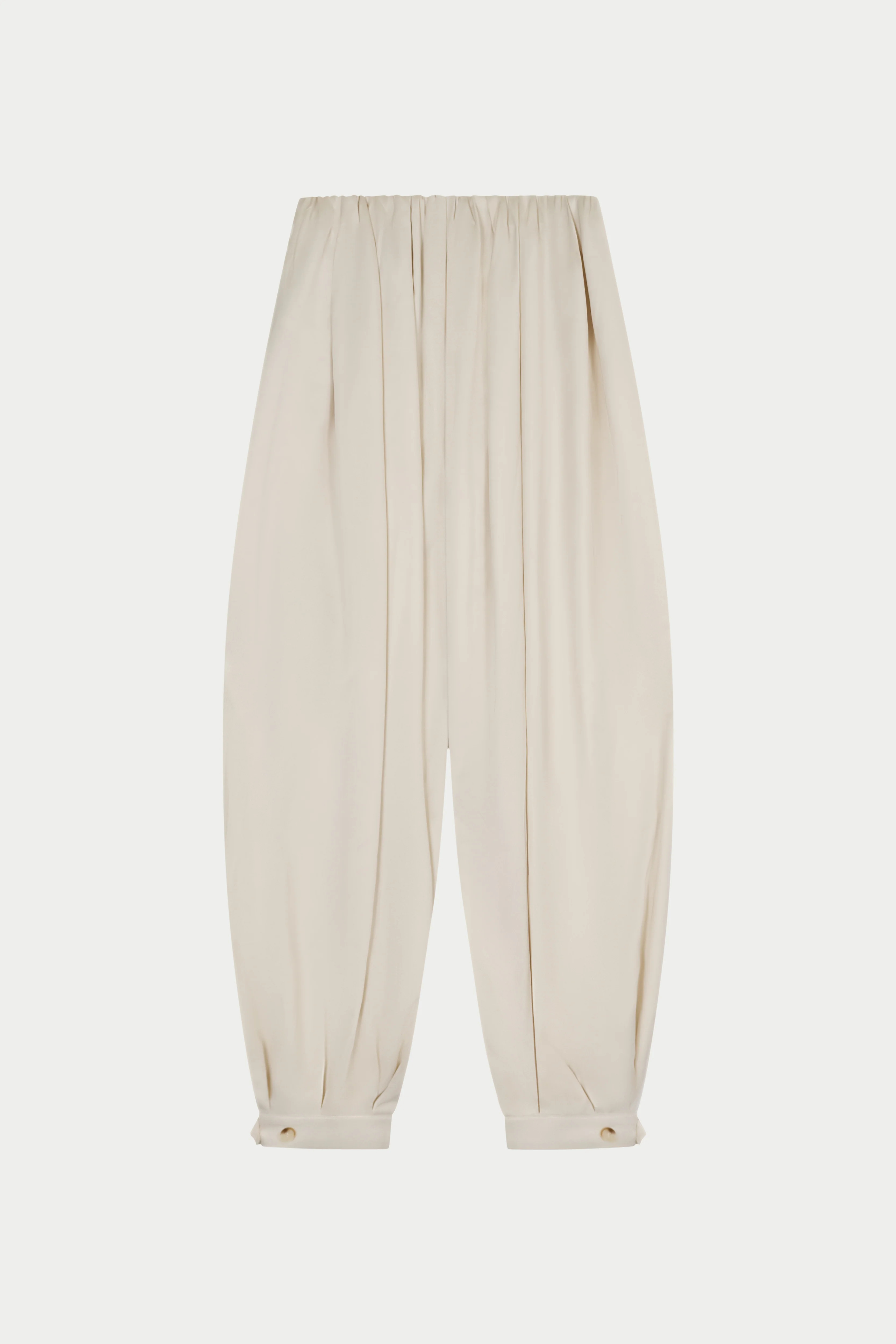 Satin Gathered Balloon Trousers - Ivory | The Couture Club