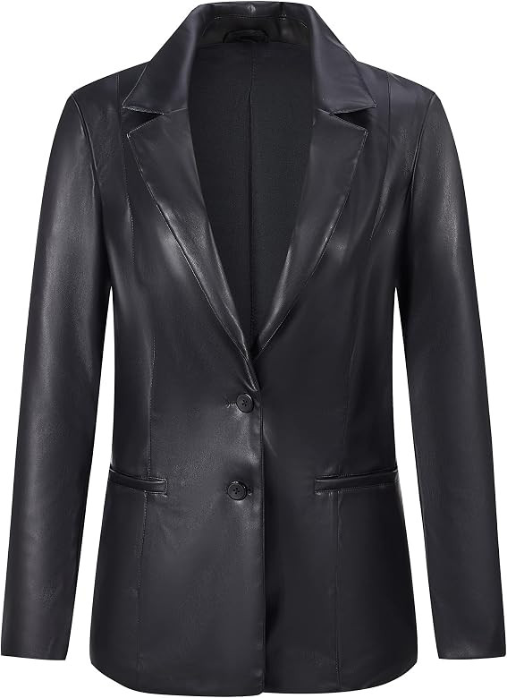 RISISSIDA Women's Faux Leather Blazer Jacket Spring and Fall Fashion, Casual Stylish Loose Coat B... | Amazon (US)