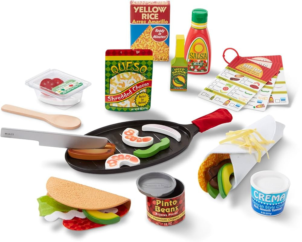 Melissa & Doug Fill & Fold Taco & Tortilla Set, 43 Pieces – Sliceable Wooden Mexican Play Food,... | Amazon (US)