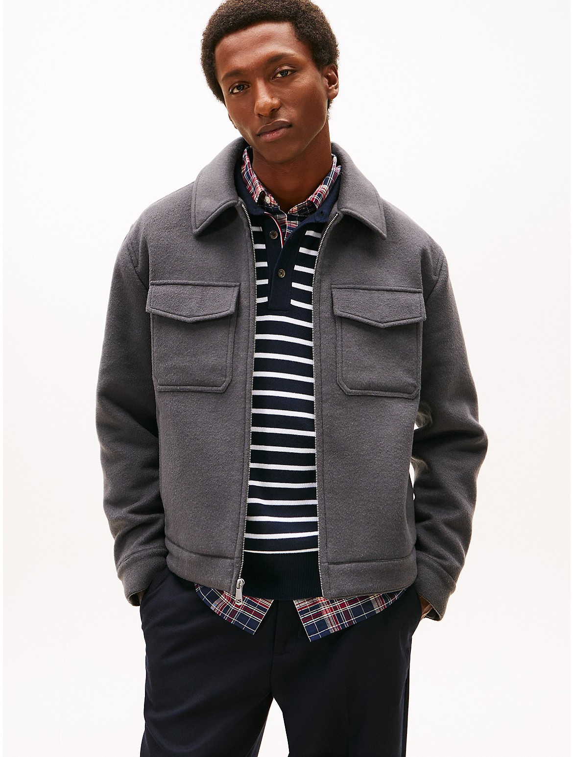 Tommy Hilfiger Men's Wool-Blend Zip Jacket - Grey - XXL | Tommy Hilfiger (US)