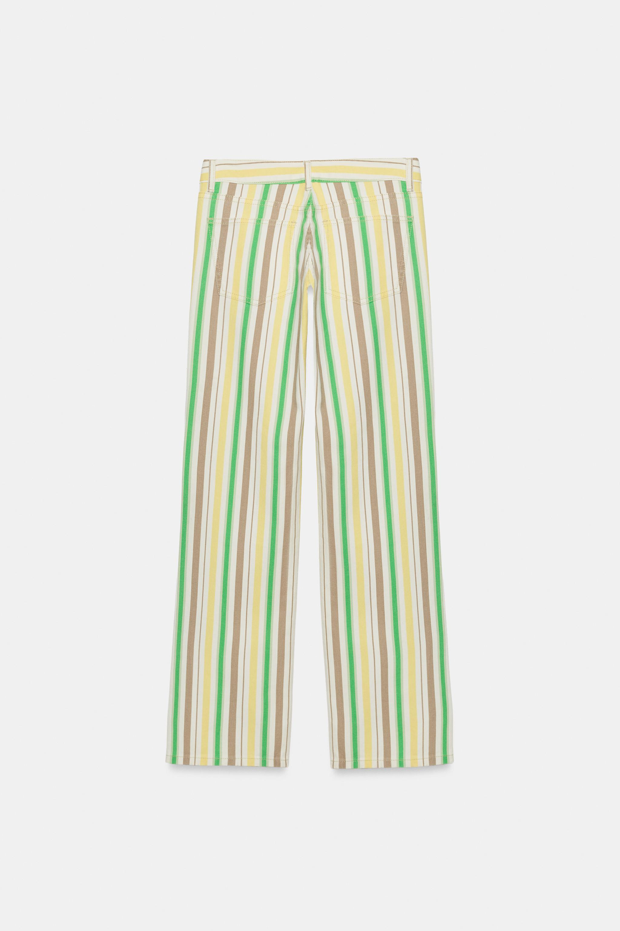 TRF LOW RISE STRIPED WIDE LEG JEANS | Zara US